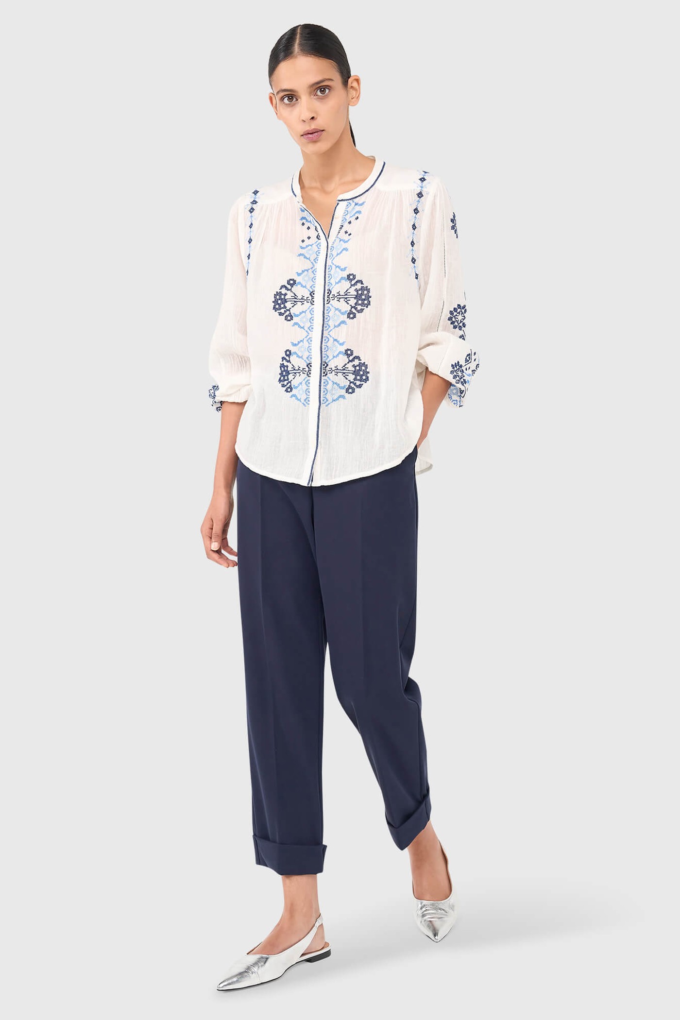 Austin Blouse Wit Blauw