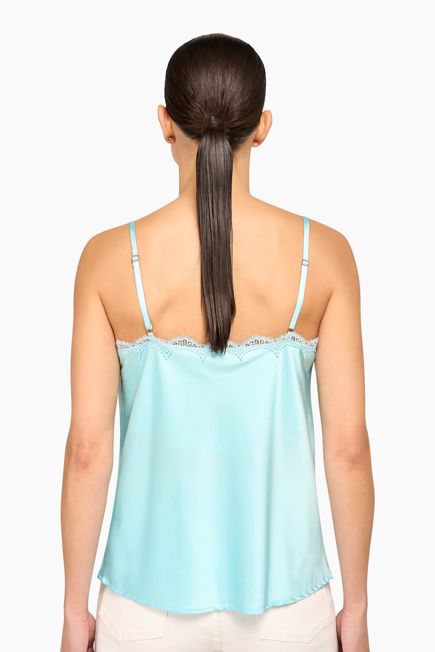 Zijden Top Dames Kant River Blauw