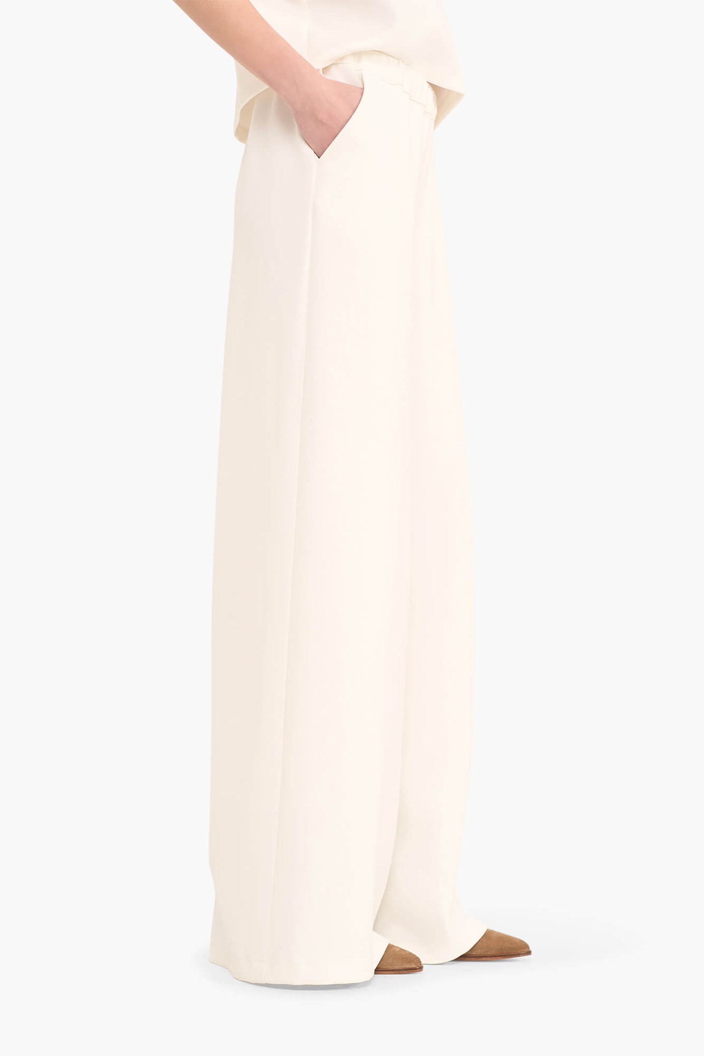 Broek Wijde Pijp Elastiek Ringo Off White