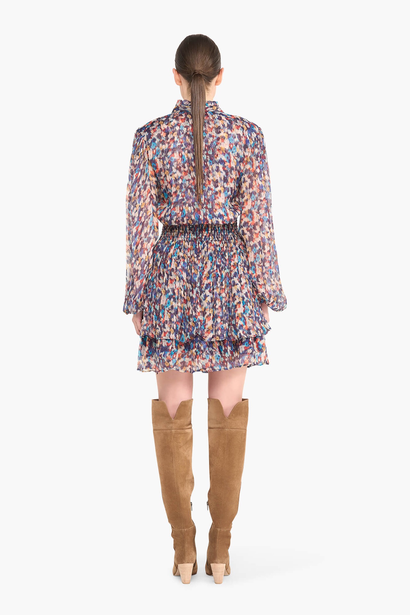 Jurkje Print Elastiek Viscose Lurex Ari Blauw