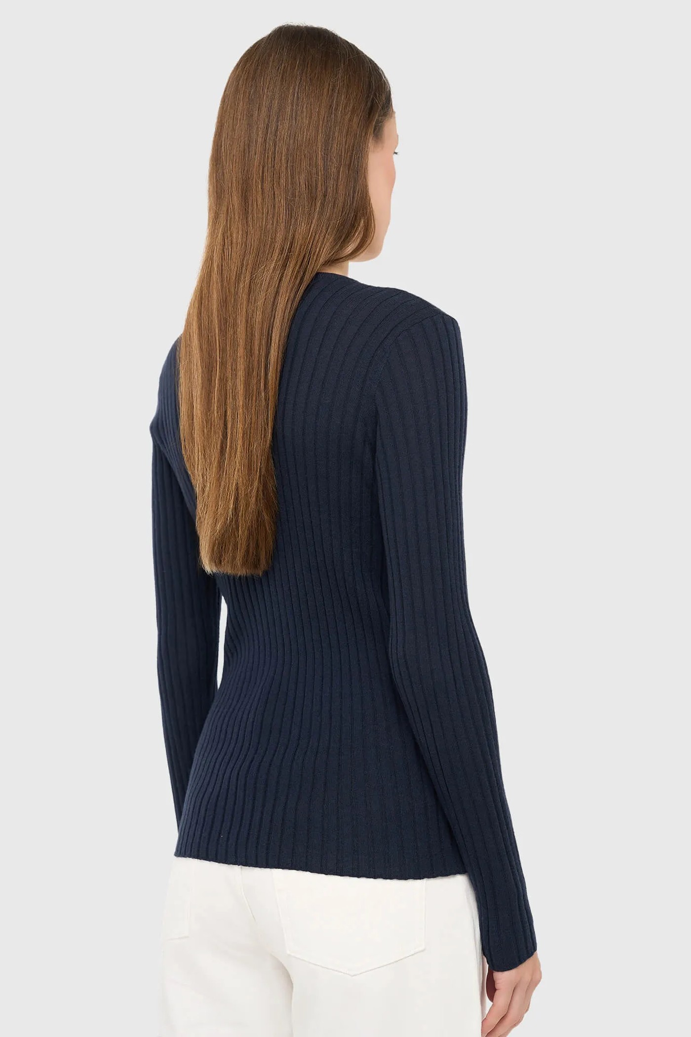 Donker Blauw Merino Wol Truitje Longsleeves Lyle Blauw