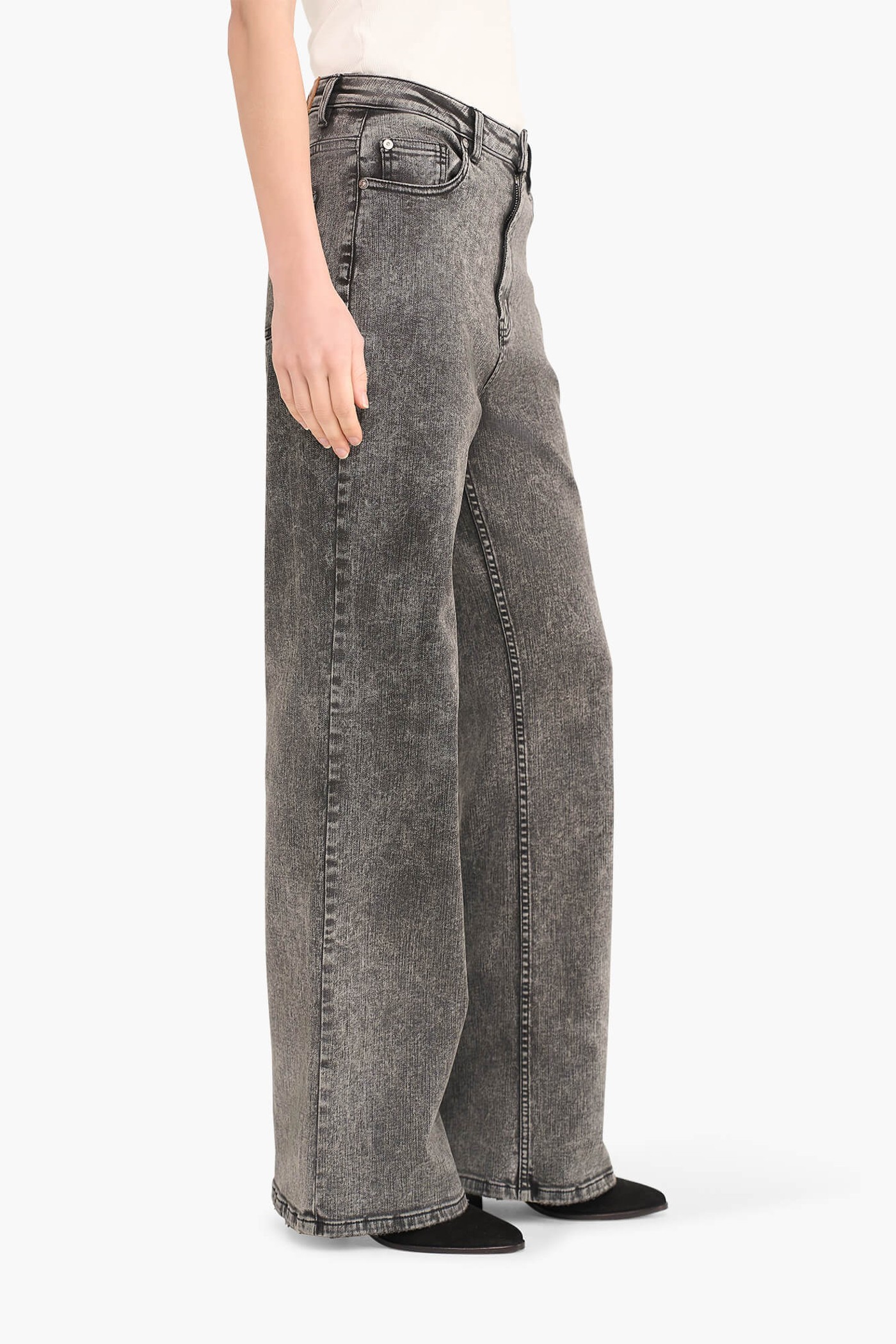 Jeans Dames Wijde Pijp Jason Zwart 100