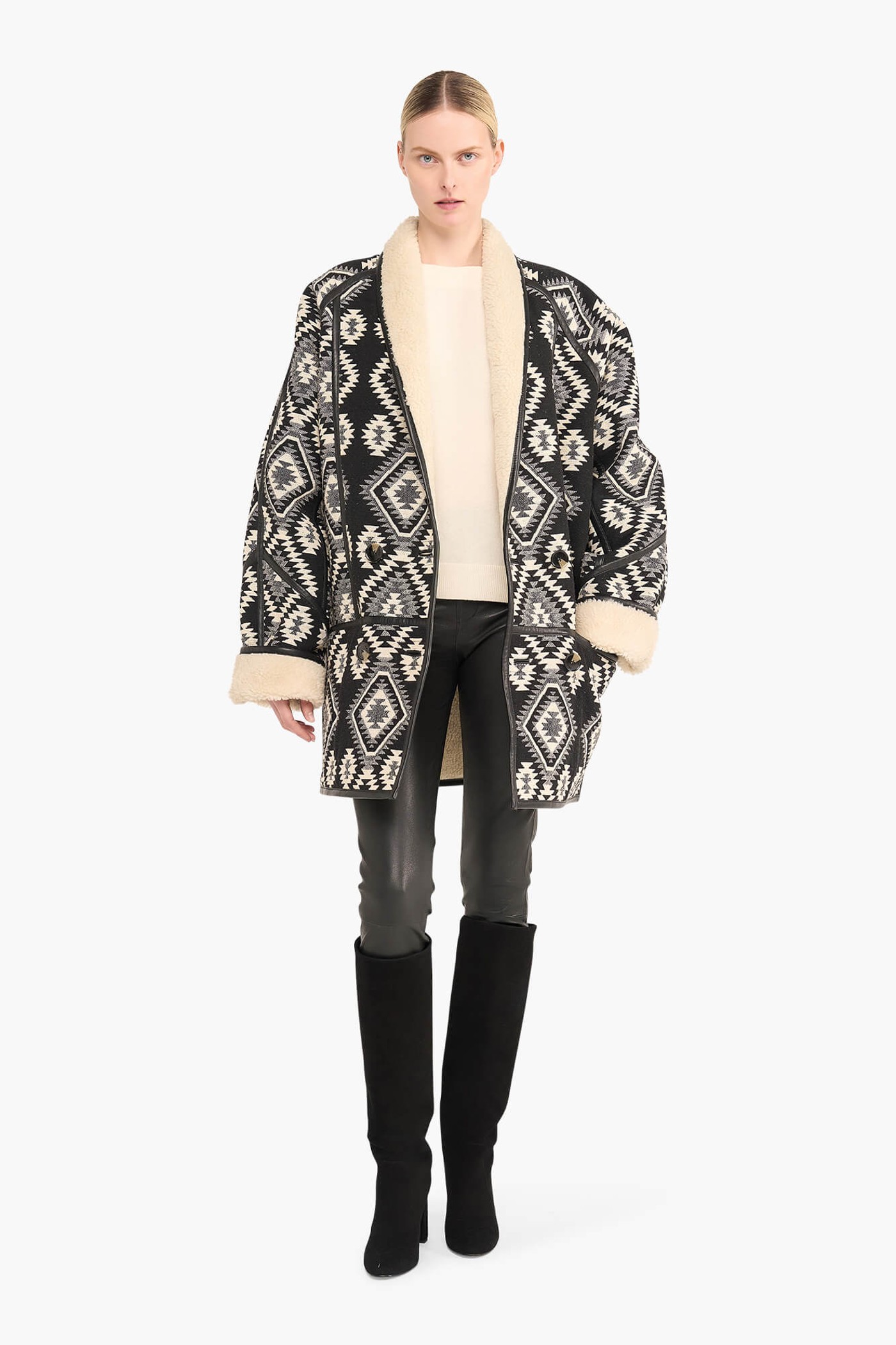 JAS DAMES ZWART CREME RAF JACQUARD AZTEC