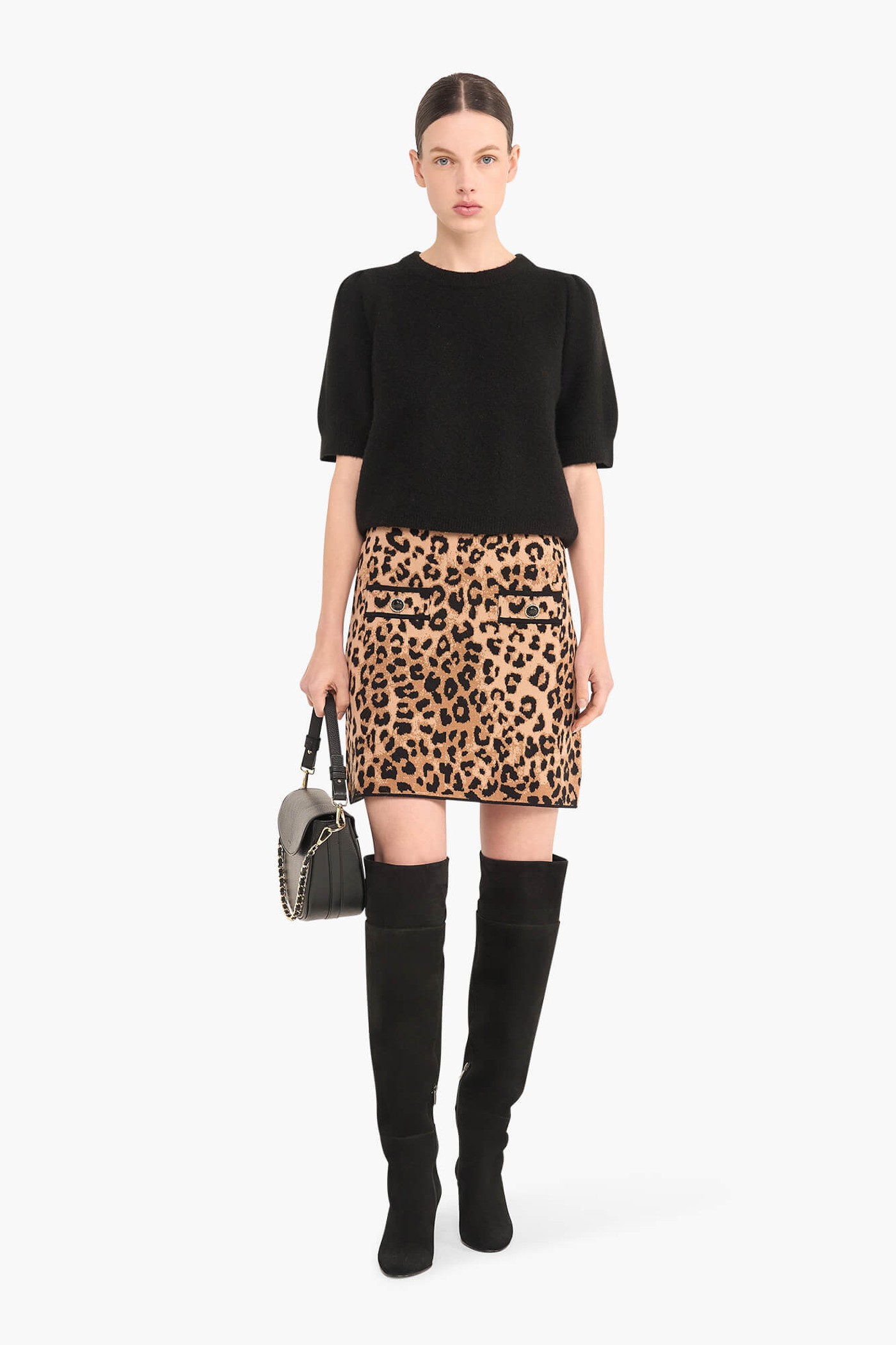 ROKJE GEBREID STRETCH VISCOSE RODGER PANTERPRINT