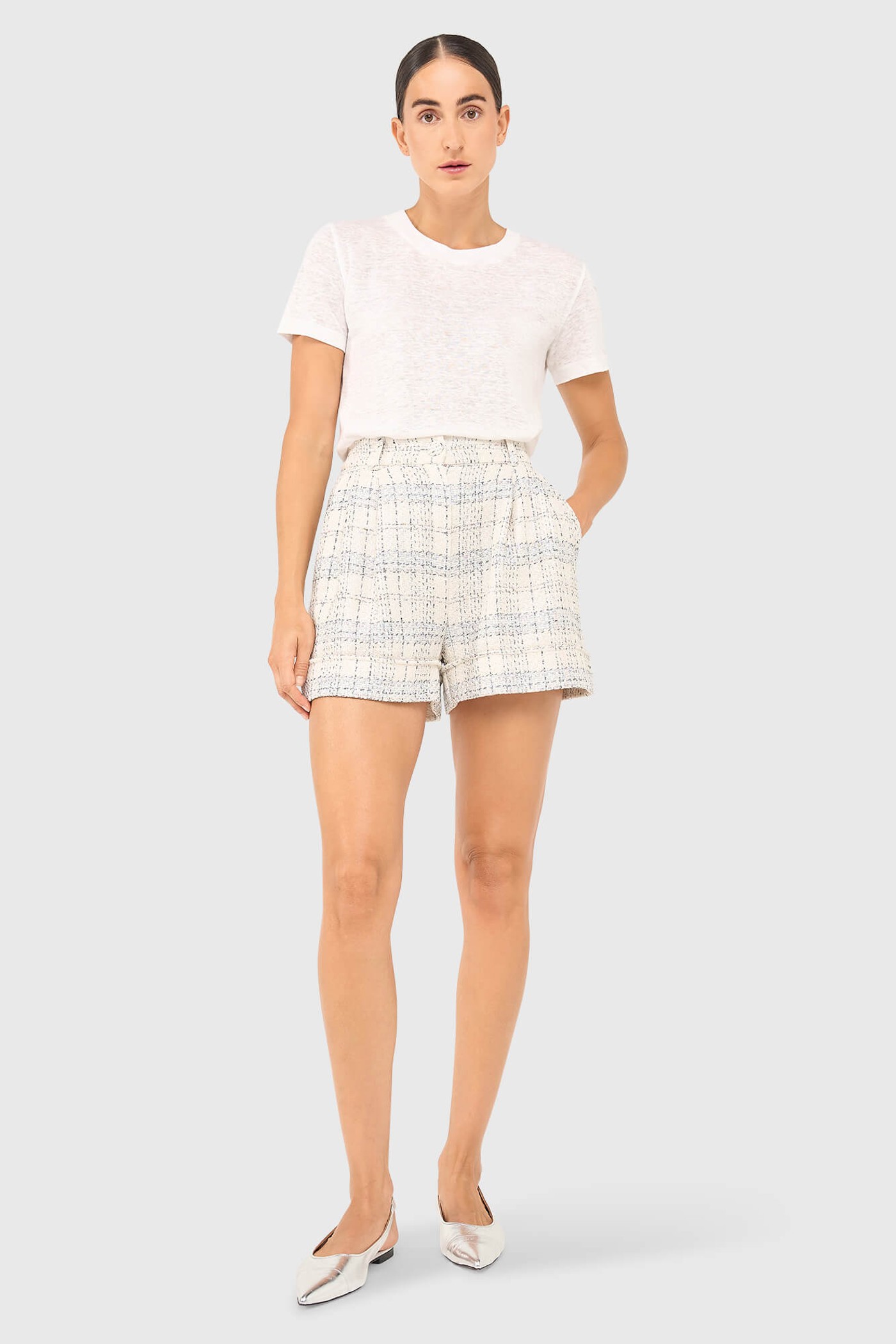 ARTHUR SHORTS OFF WHITE METALLIC