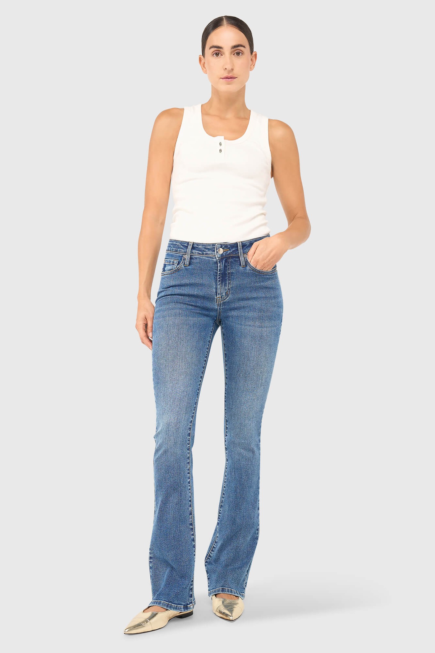 TANKTOP DAMES KATOEN LOGO DRUKKERS ROLF WIT