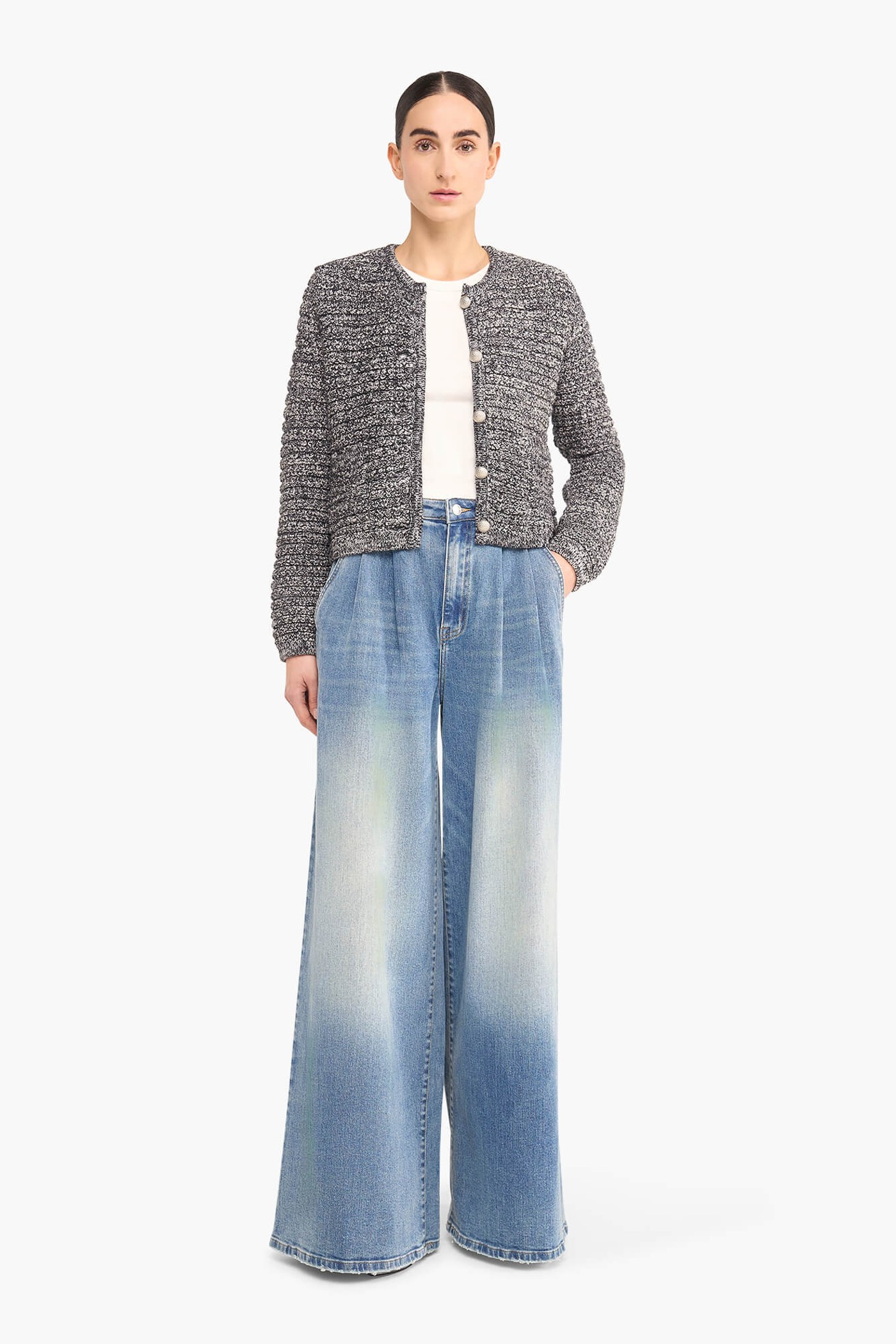 VEST GEBREID KATOEN KNOPEN JIMM ZWART