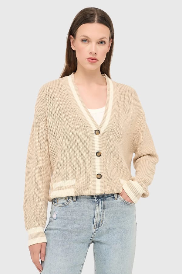 Katoenen Vest Knopen Dames Mars Beige