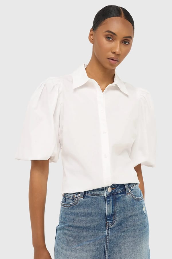 Witte Katoenen Blouse Dames Lars Wit