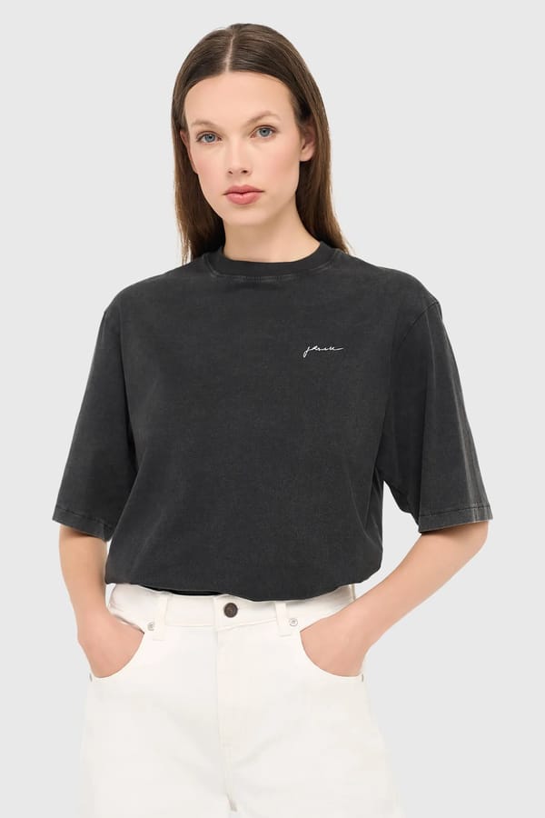 Zwart Dames Shirt Katoen Print Slang Adam