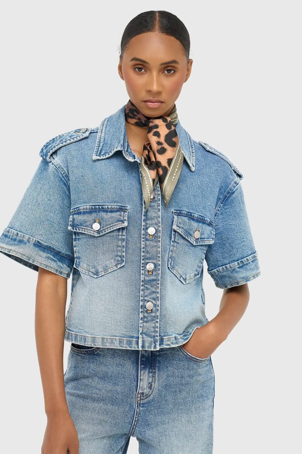 Denim Blouse Dames Spike Blauw 786