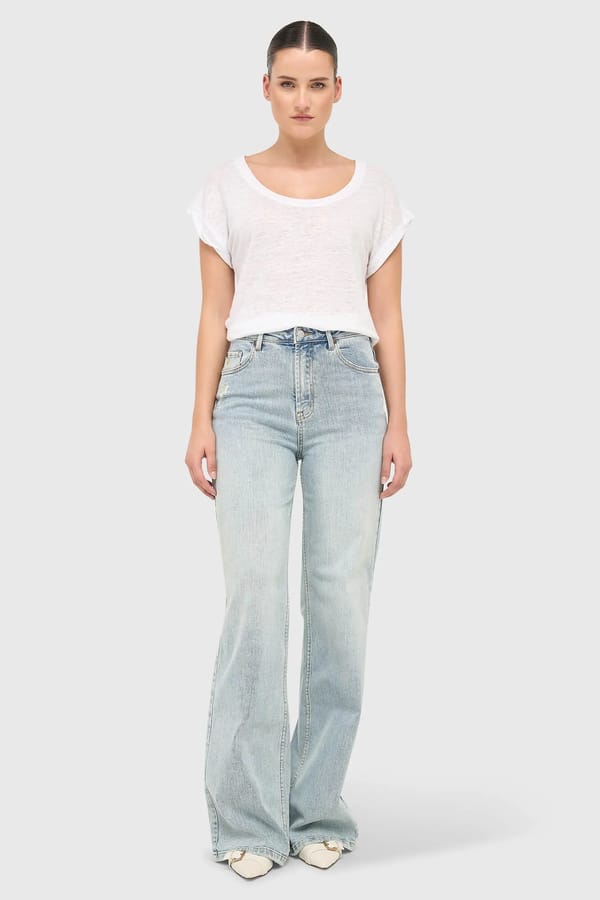 Jeans Dames Rechte Pijp High Rise Stretch Jason Blauw 565