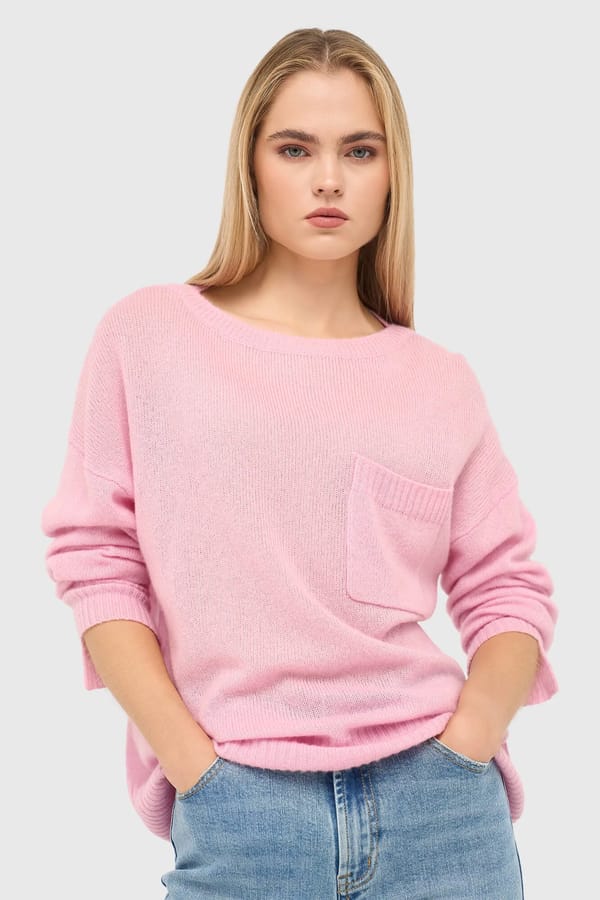 Cashmere Dames Trui Wijde Hals Dayton Roze