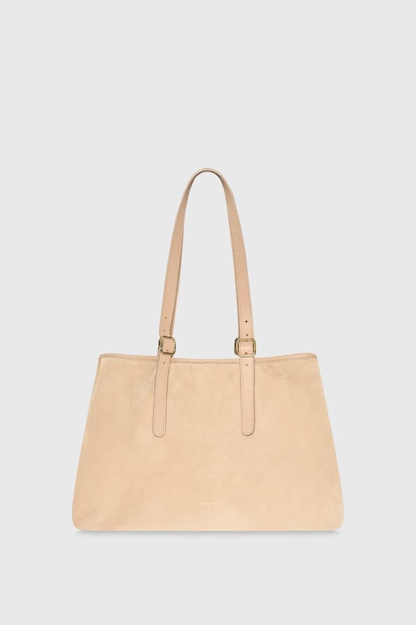 Suede Leren Dames Handtas Shopper Harper Beige