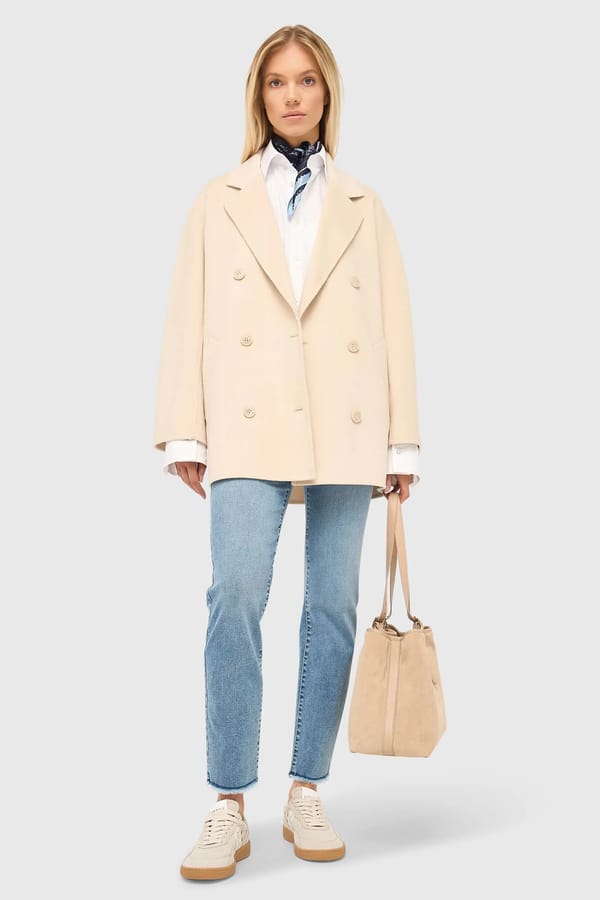 Cashmere Caban Jas Dames Double Face Kennedy Beige