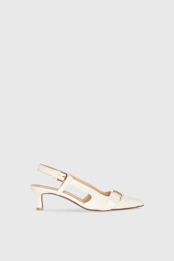 Slingbacks Dames Leer Hakje Elio Off White