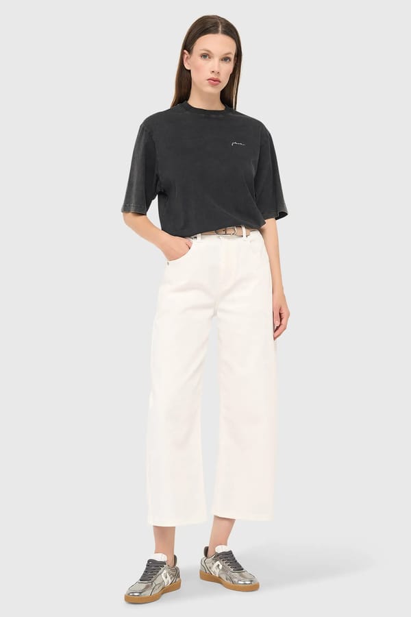 Witte Barrel Jeans Dames Mid Rise Baxter