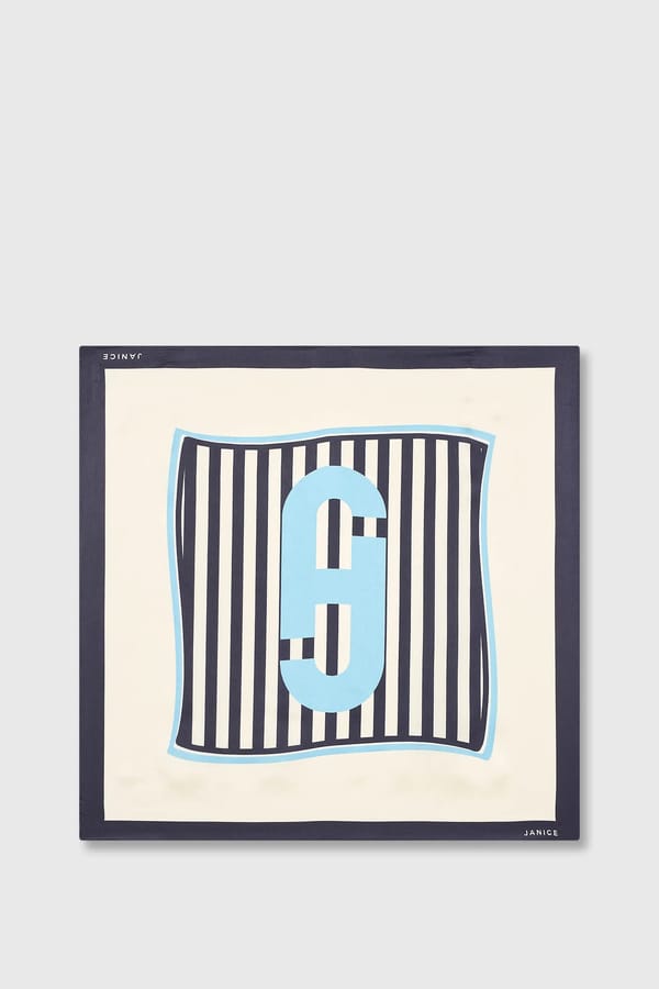 Zijden Sjaal Dames Print Effron Blauw Gestreept