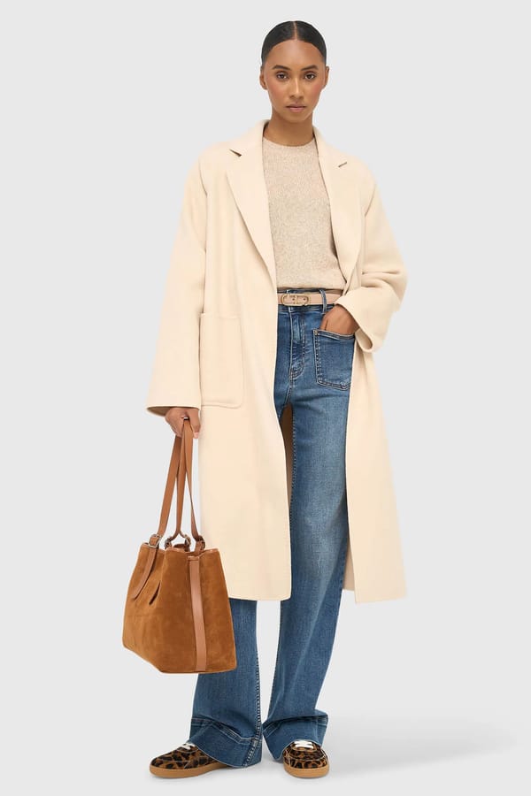 Cashmere Dames Jas Lang Double Face Jules Beige