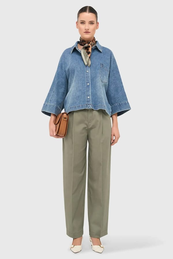 Groene Katoenen Paperbag Broek Steekzakken Barrel Balti