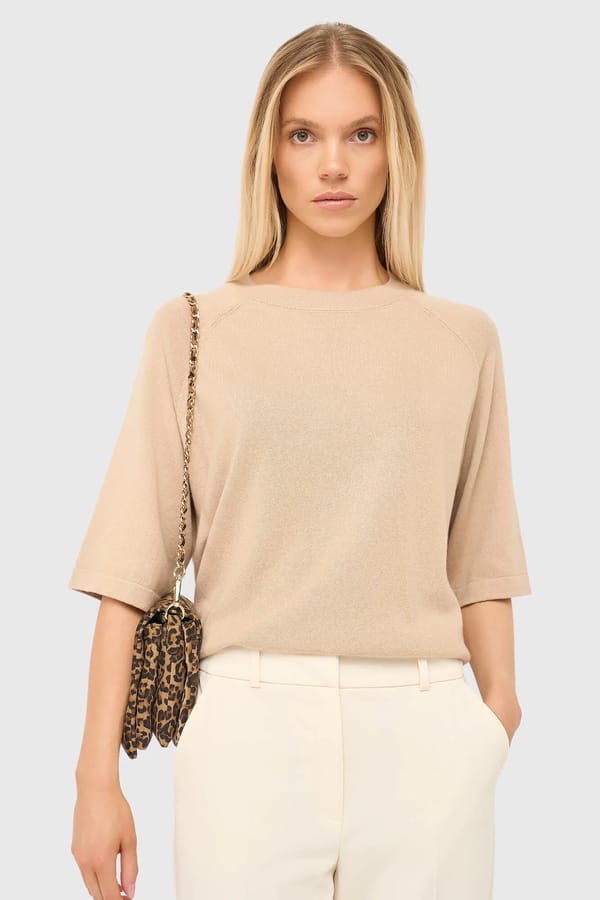 Katoen Cashmere Gebreid Truitje Moss Beige