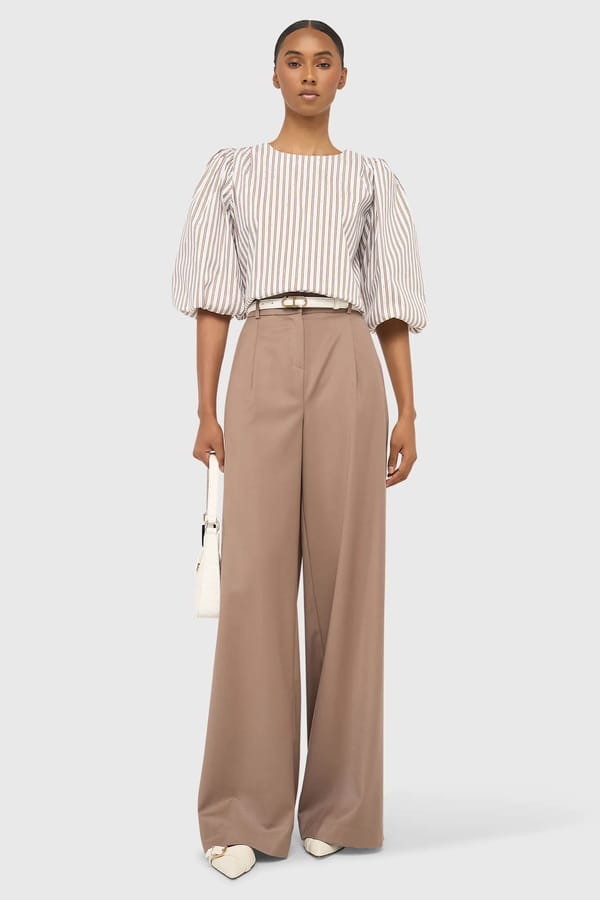 Broek Dames Wijde Pijp Bruin Mel