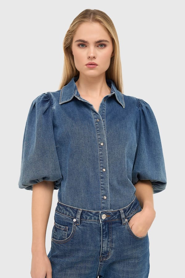 Blouse Dames Denim Pofmouw Lars 932