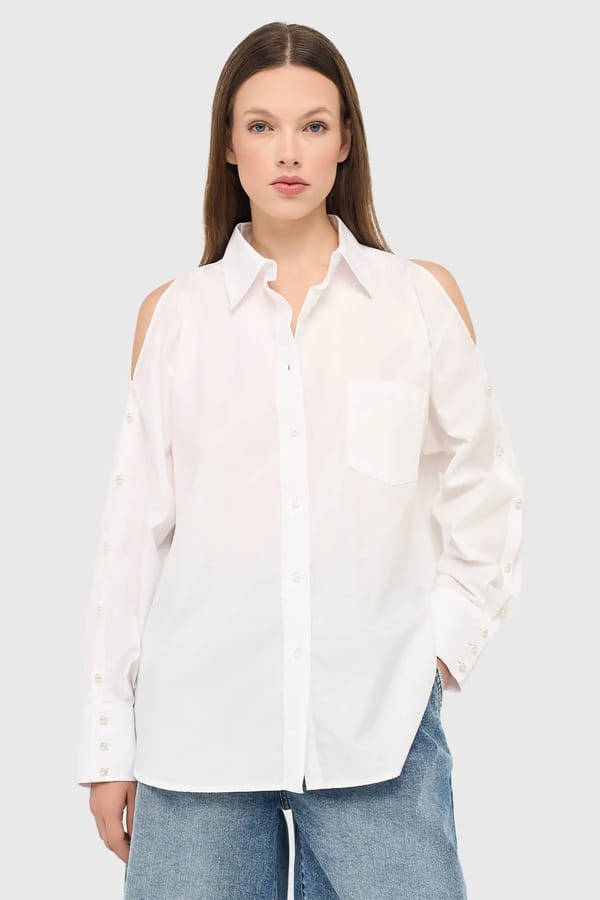 Witte Katoenen Blouse Dames Katoen Paul