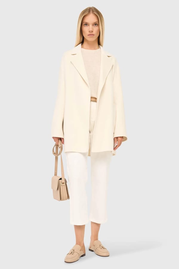 Cashmere Dames Jas Double Face Calvin Off White