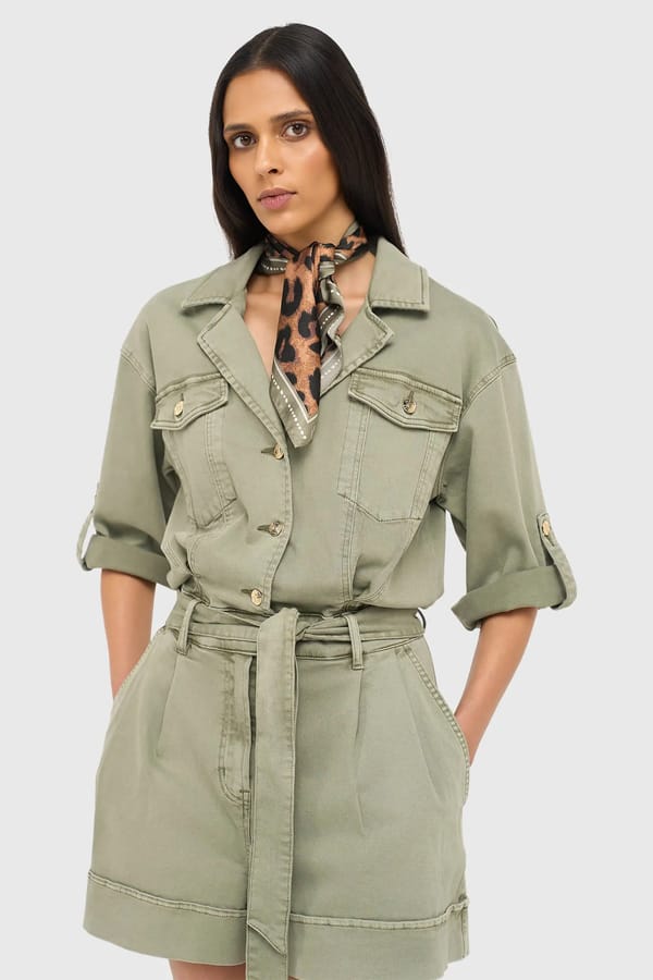 Denim Jumpsuit Dames Axil Groen 943