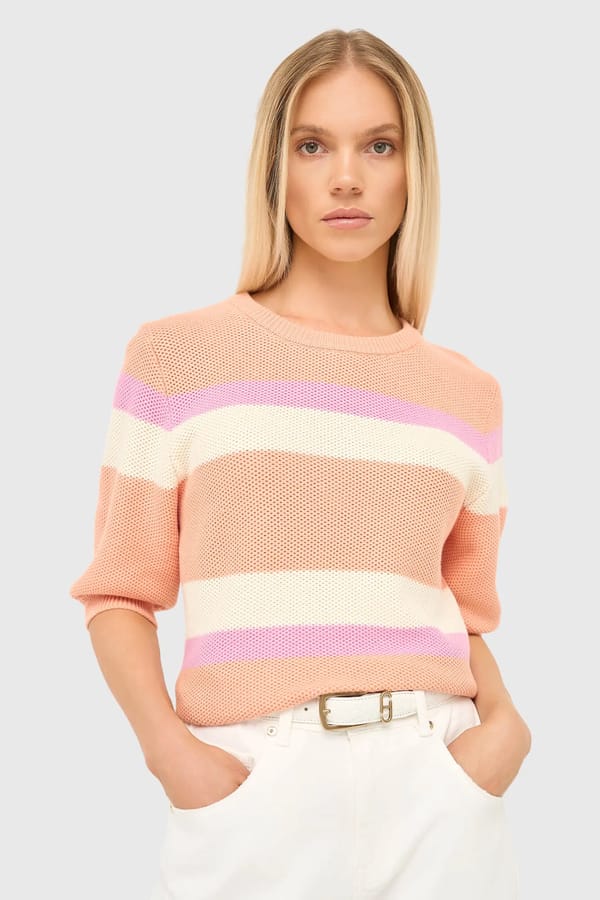 Gestreept Katoenen Dames Truitje Dominic Peach