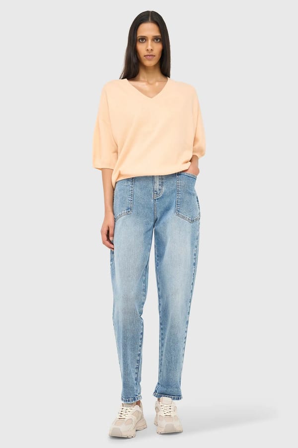 Cashmere Dames Trui V Hals Romeo Peach Lurex