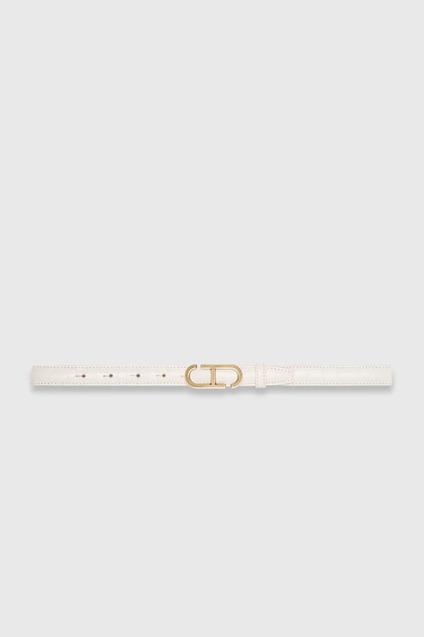 Leren Riem Dames Trophy Off White Croco Brass Buckle