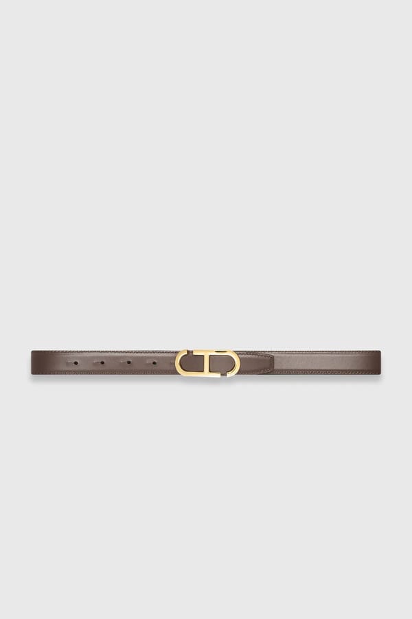 Leren Dames Riem Reversible Zwart Bruin Goud Trophy Buckle