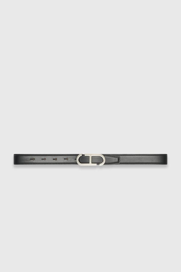 Leren Dames Riem Reversible Zwart Taupe Zilver Trophy Buckle