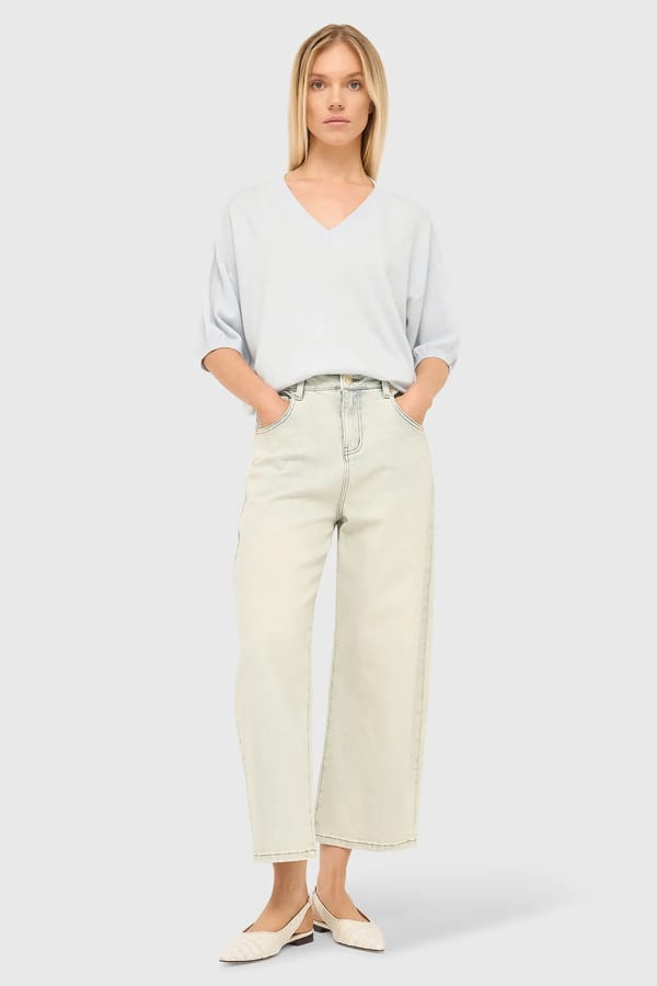 Cashmere Dames Trui V Hals Romeo Licht Blauw