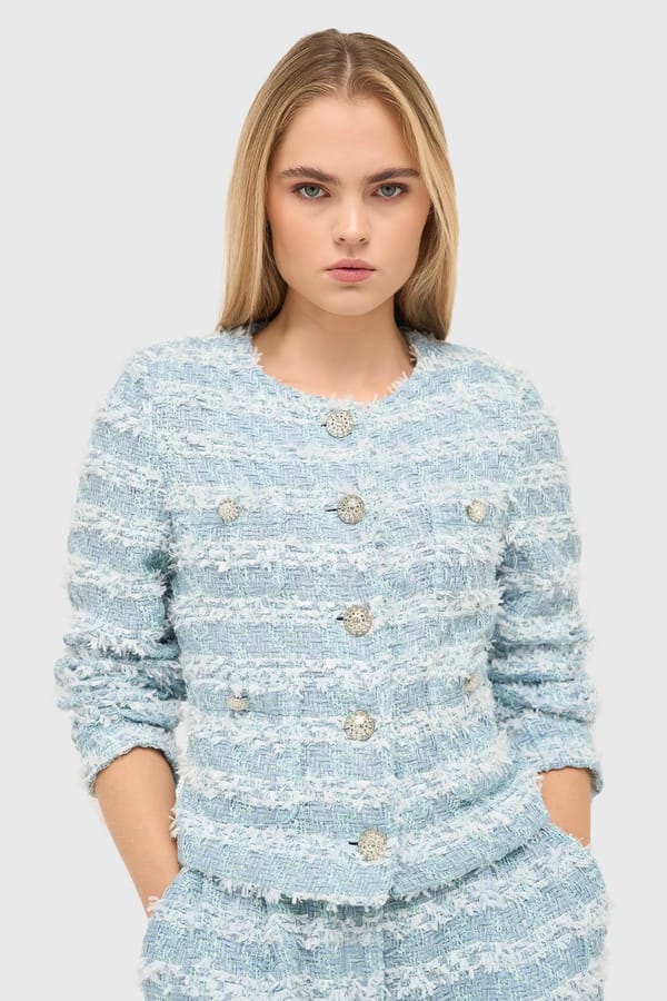 Dames Blazer Jasje Tweed Laurent Blauw