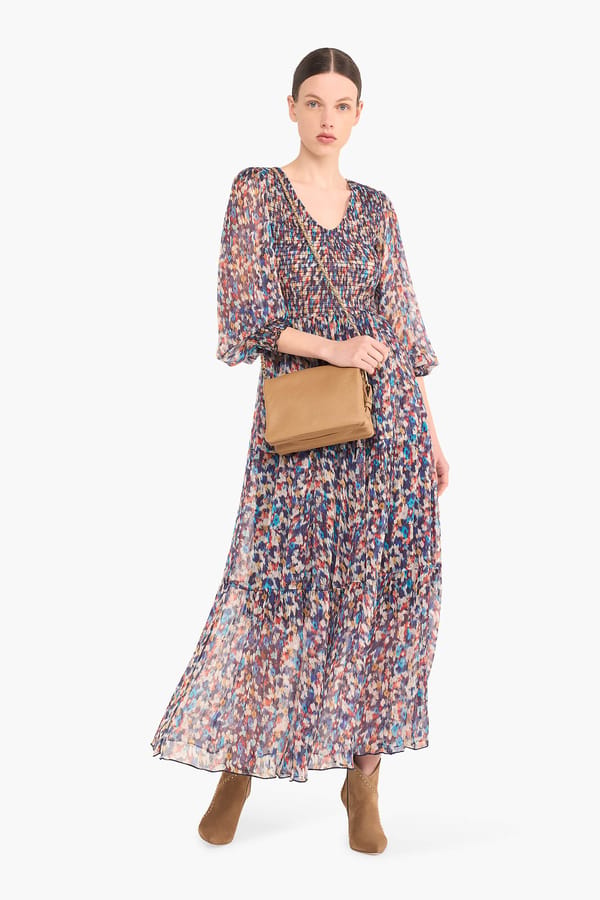 Jurk Lang Print Smog Finn Blauw