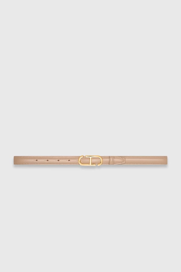 Leren Riem Dames Trophy Taupe Gouden Buckle