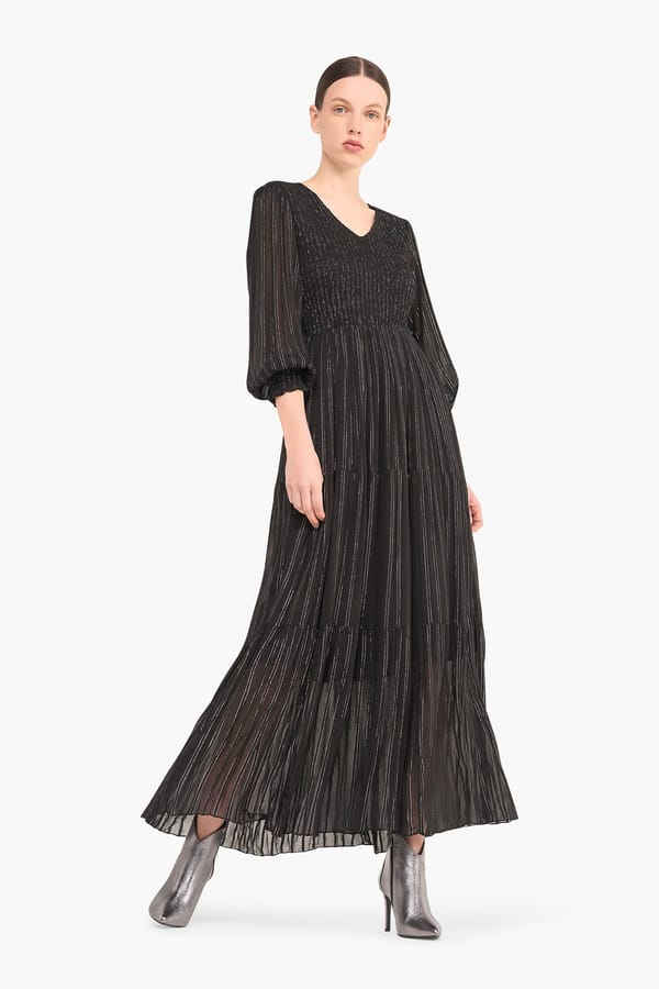 Jurk Lang Lurex Smog Finn Zwart