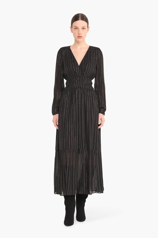 Jurk Lang Lurex Ealstiek Milan Zwart